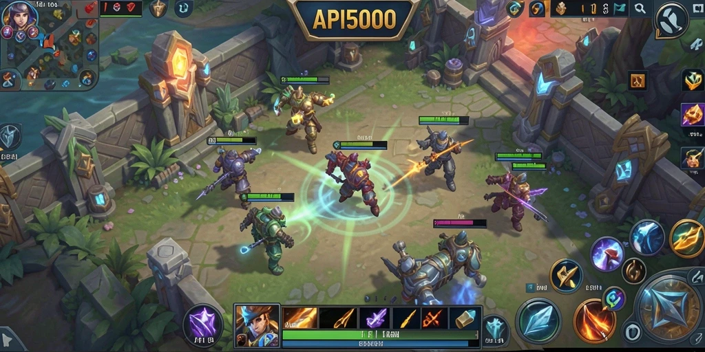 Tampilan intense gameplay MOBA API5000 dengan pertarungan yang seru.
