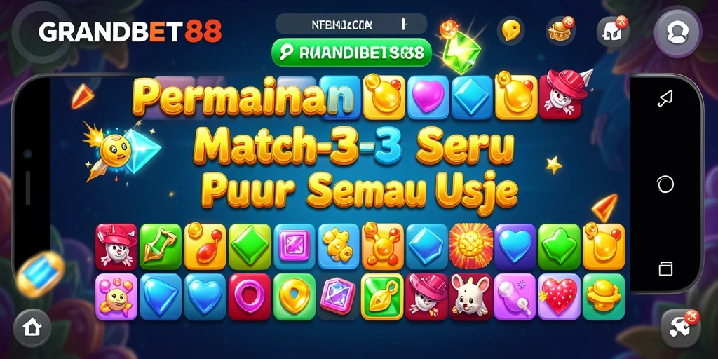 Tampilan gameplay Match-3 yang menakjubkan dari GRANDBET88.
