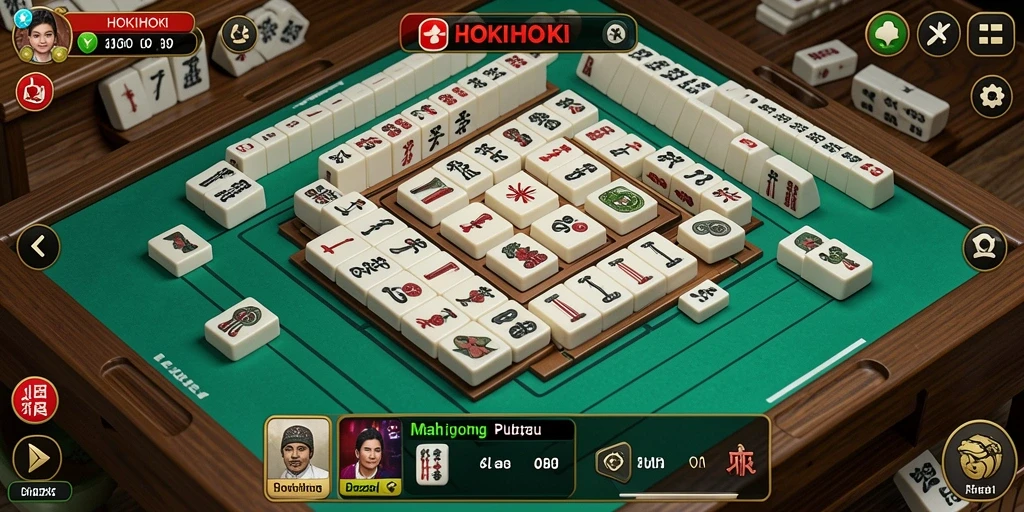 Tampilan gameplay seru HOKIHOKI dengan mahjong yang menantang.
