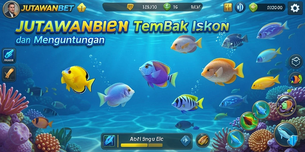 Screenshot JUTAWANBET menampilkan aksi menembak ikan yang seru.