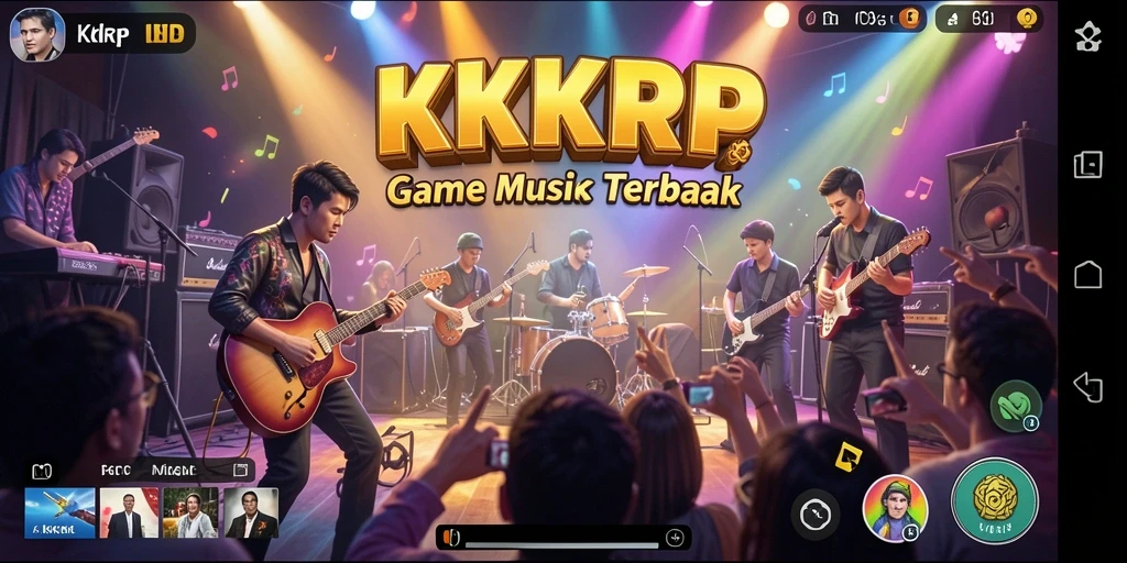 Tampilan gameplay KKRP dengan alat musik yang berwarna-warni dan menarik.