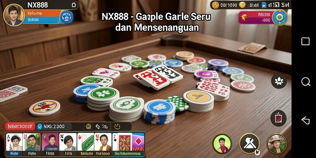 Tampilan gameplay seru NX888 dalam permainan Gaple.