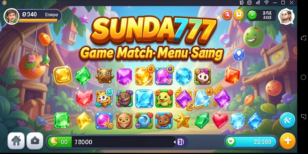 Screenshot gameplay SUNDA777 menunjukkan kombinasi permata yang menarik.